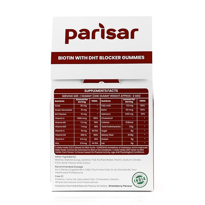 Parisar Pharma Biotin Gummies for Strong Shiny & Thick Hair - 30 Gummies