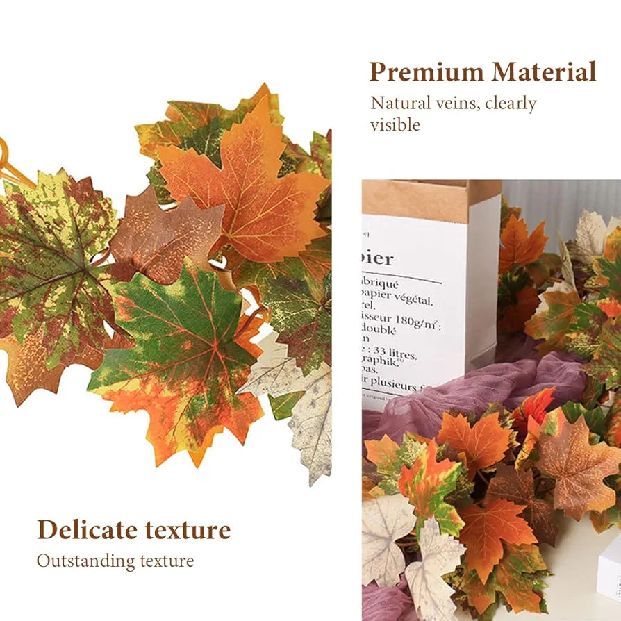 175CM/5.7FT Fall Leaves Garland Fall Garland for Mantel Artificial Maple Leaves Hanging Vine