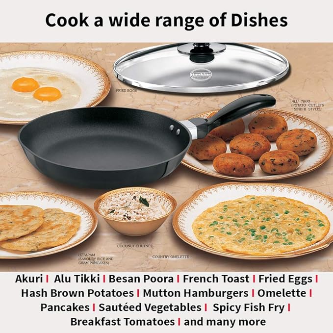 Hawkins Futura 22 cm Frying Pan Non Stick Fry Pan with Glass Lid