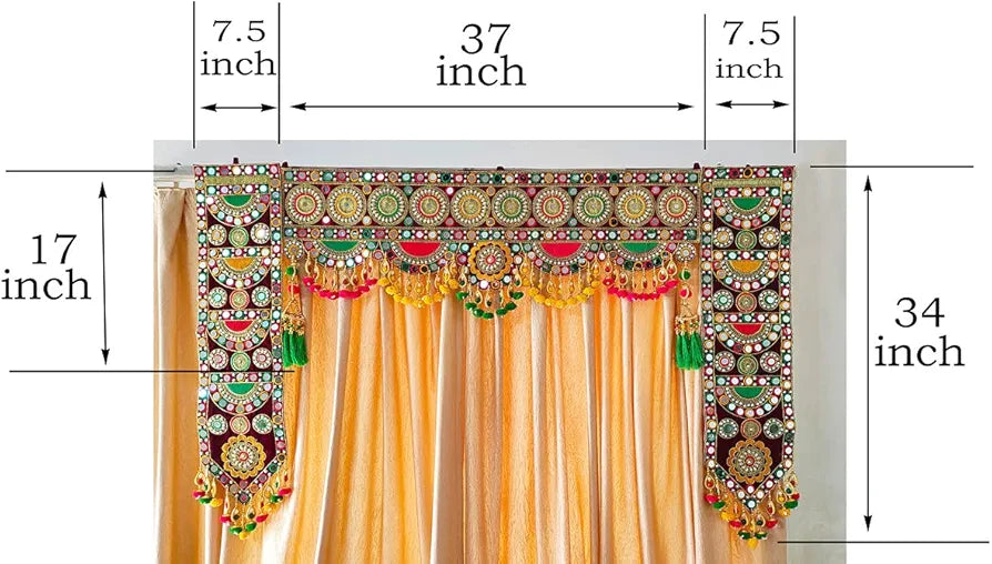 Reptum Decor Traditional Multi Zula Pearl Plastic Beads Handmade Door Hanging/Bandarwal/Toran for Door Multicolour Medium-3 Pieces in One Set