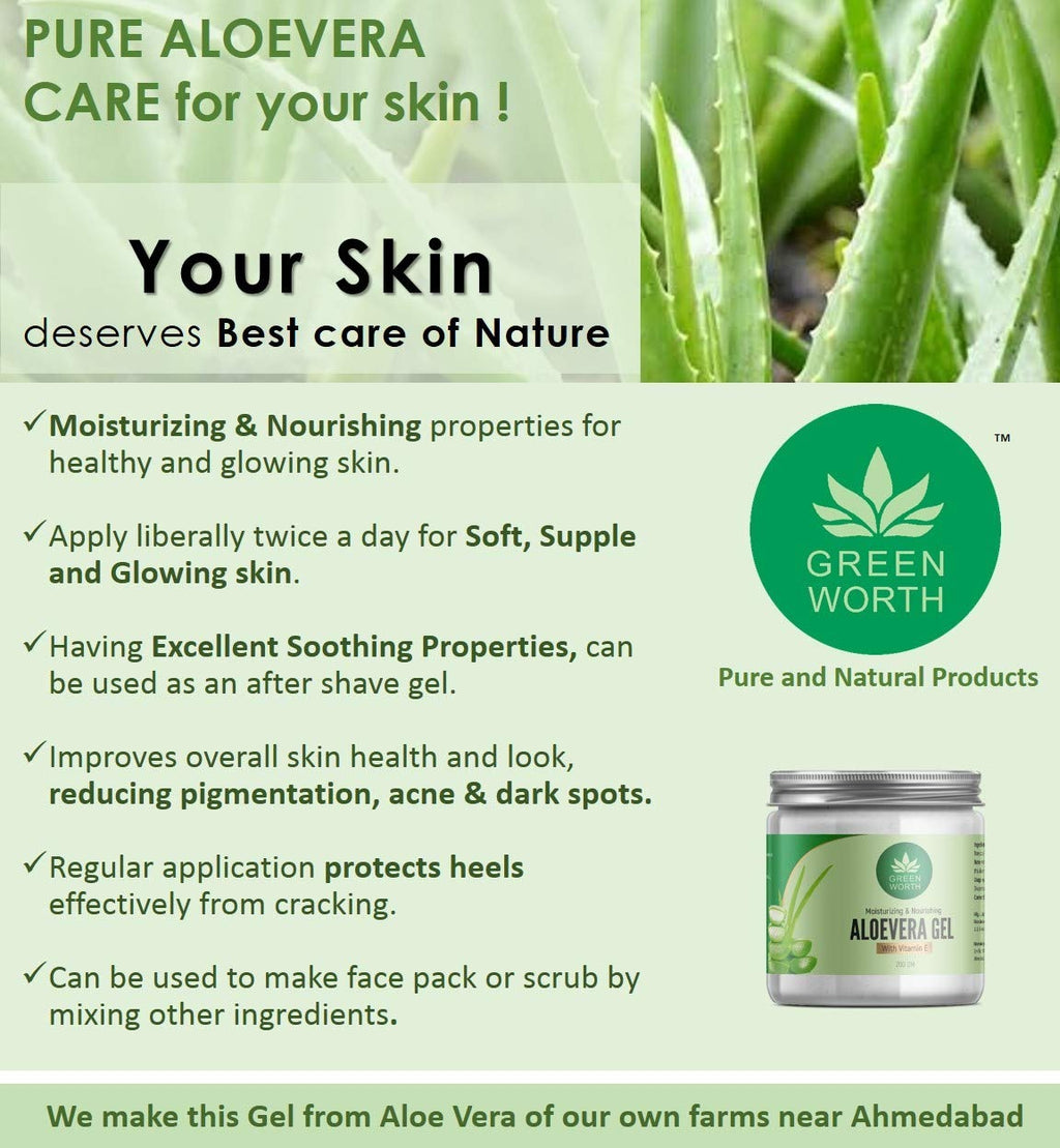 Green Worth Pure Aloe Vera Gel - 200 gms (Pack of 2)