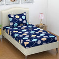BSB HOME Premium Forever Modern Style Glace Cotton Floral Pattern 1 Single Size Bed bedsheet and 1 Pillow Cover Dark Blue & White Flower