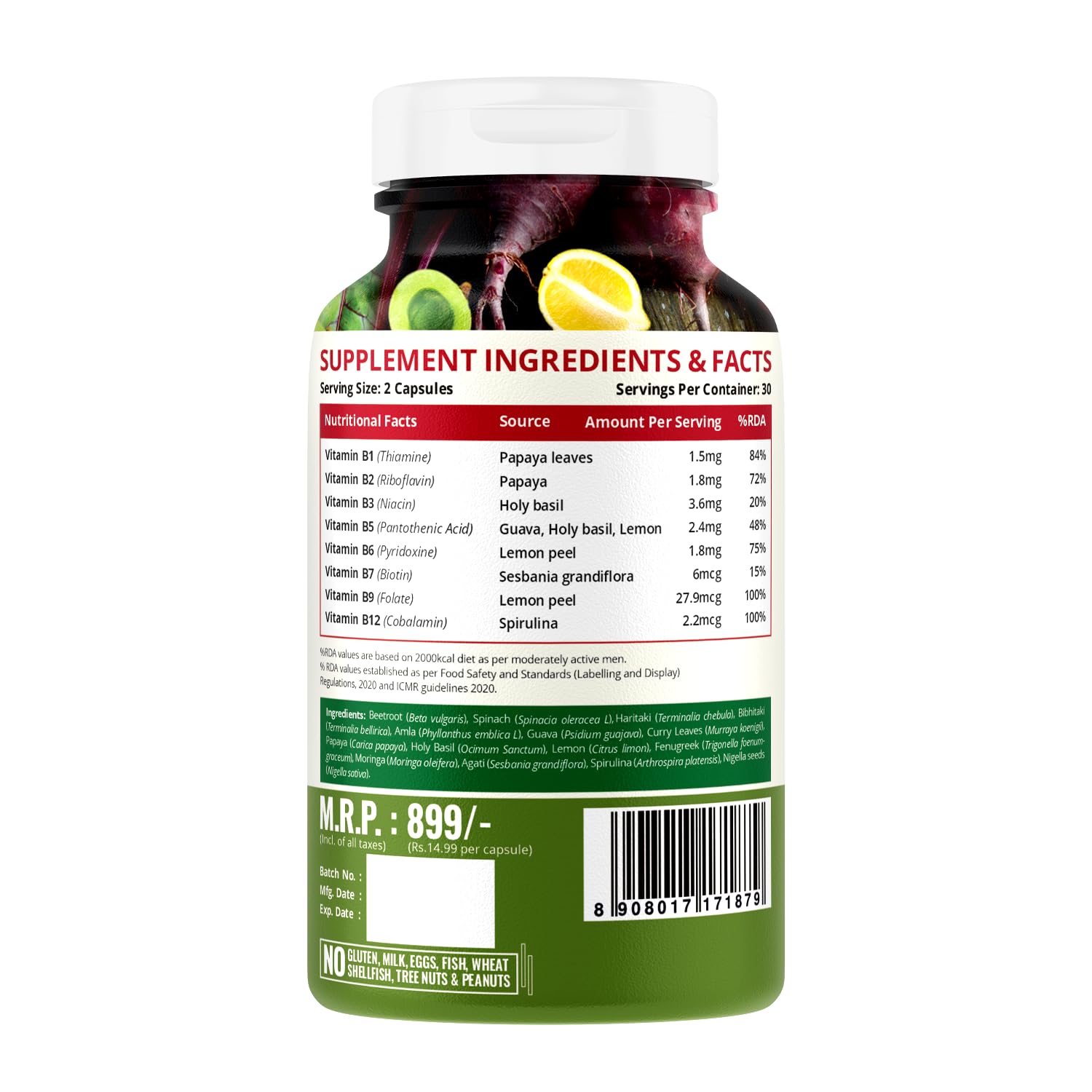 NatureLife Nutrition Plant Based Vitamin B12-60 Caps