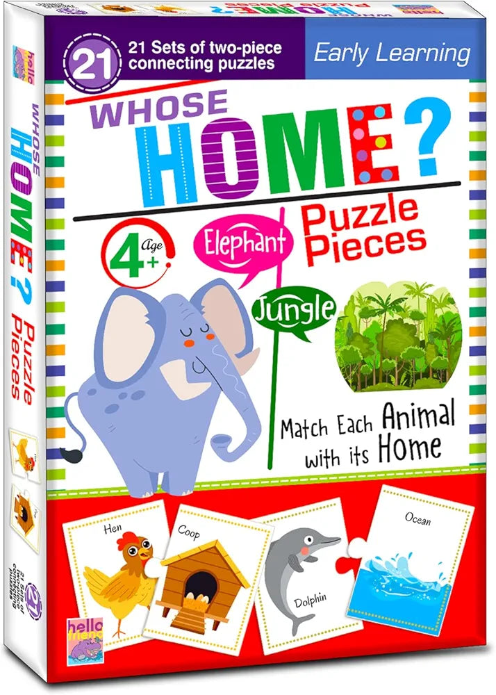 Hello Friend Whose Home Jigsaw Puzzle Connecting 2-Piece  for Kids, Childrens and Toddlers Early Learning Educational