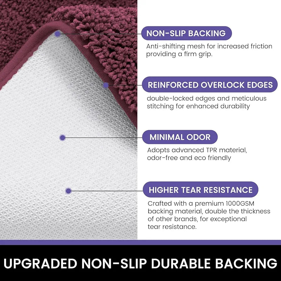 Luxe Home International Bathmat 2500 Gsm Microfiber Anti Skid Slip Colour Wine