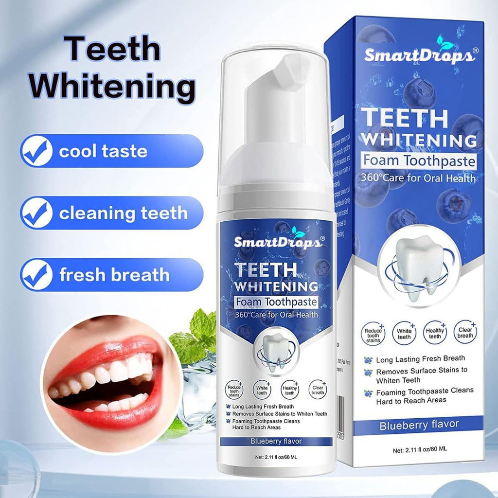 Smartdrops Teeth Whitening Mousse Foam Toothpaste Cleaning Gums Freshen Breath 60ml