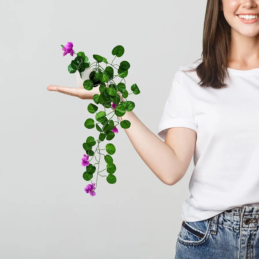 Artificial Flower Vine Plants Falling With Small Size Pot-Natural Touch & Feel Pack Of 2 DESIGN-05