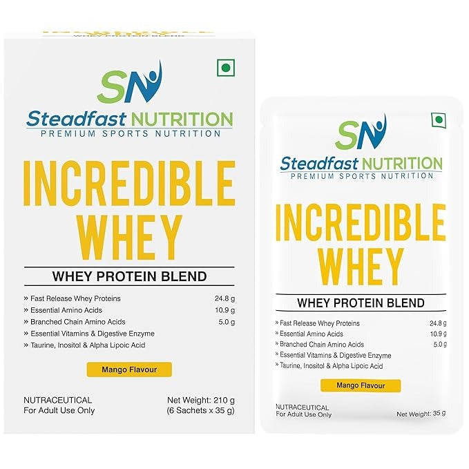 Steadfast Nutrition Incredible Whey Protein - Mango - 35 gms (6 Sachets)