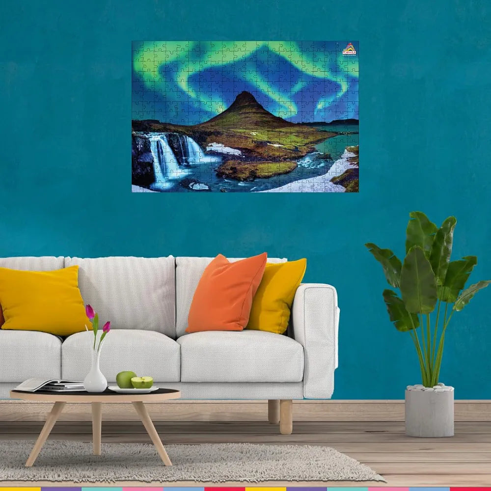 Playhills Night Sky Aurora Borealis 300 Piece Wooden Jigsaw Puzzle for Adults & Kids Digital Detox & Stress Relief Engaging for ADHD Autistic Game for 8+ Years