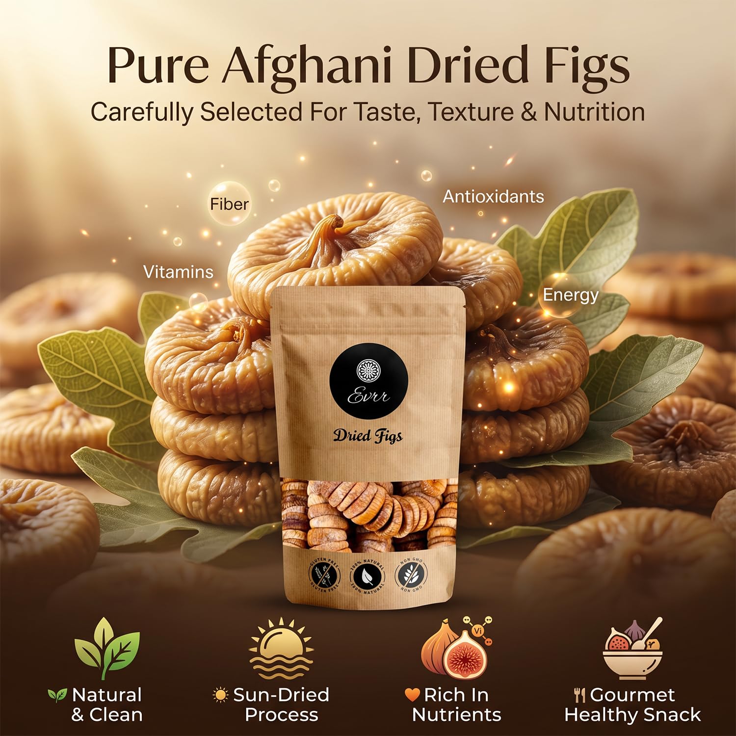 Evrr Premium Anjeer Dry Fruits 250g | Afghan Dried Figs | Natural Sun-Dried Fig | Rich in Fiber, Iron & Calcium | Healthy Snack