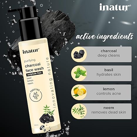 Inatur Purifying Oil Charcoal Face Wash - 100 ml
