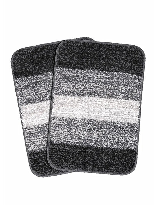 Status Contract Anti Slip Microfiber Mat for Bathroom Colour Black (Pack of 2)