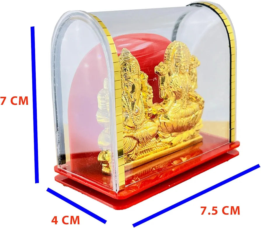 Goddess Laxmi and Ganesh Idol Murti Status for Pooja Mandir Car Dashboard Golden Laxmi Ganesh idol