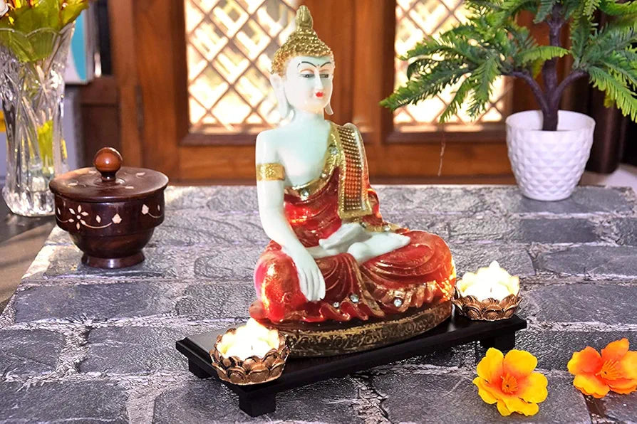 Mariner's Creation Buddha Statues size-20X10X27cm White Pink
