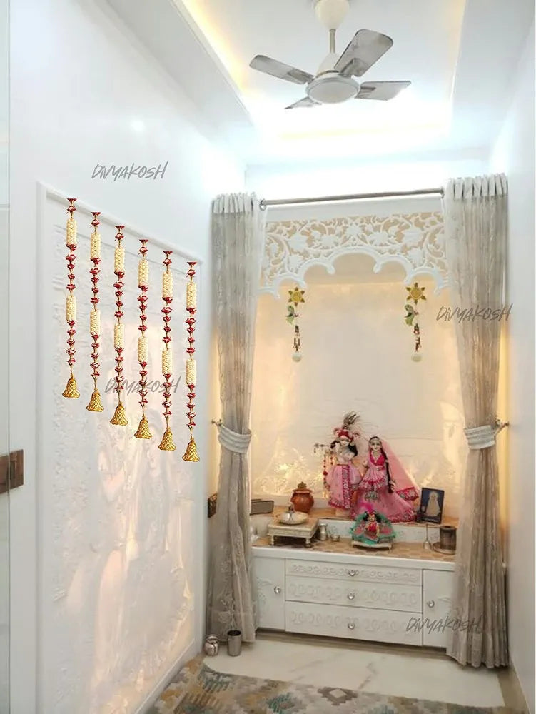 Plastic Khushi Flower and Mogra Hanging Traditional Hanging Latkan Size 3 Ft White