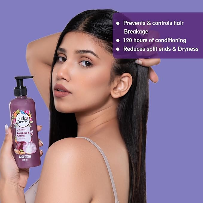 Buds & Berries Red Onion and Ginseng Anti-Hairfall Shampoo - 300 ml