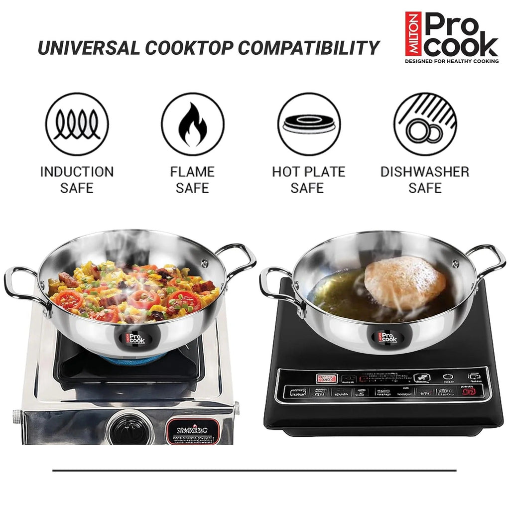 Milton ProCook Stainless Steel Sandwich Bottom 4 Pcs Induction Kitchen Set