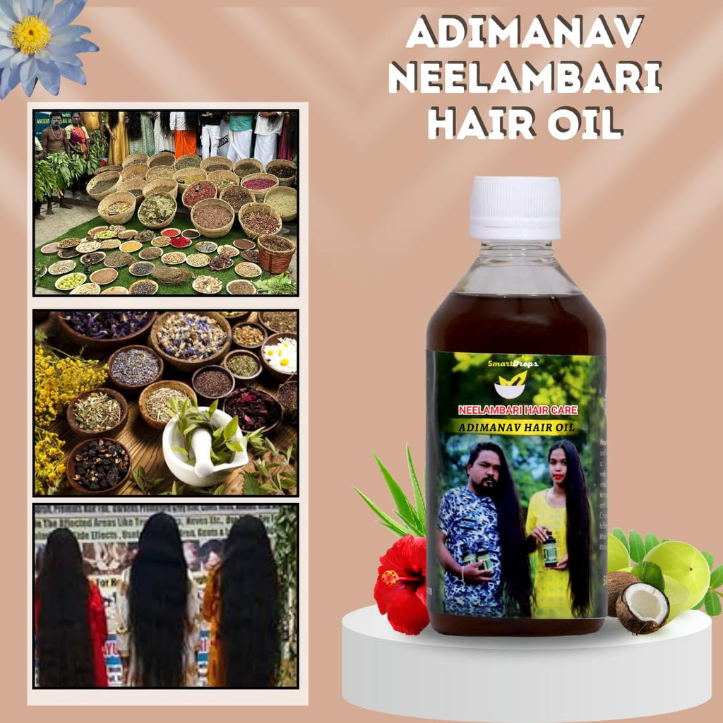 Smartdrops Adimanav Neelambari Adimanav Herbal Hair Oil For Hair Growth | Neelambari Adimanav Hair Oil | For Women and Men,100 ml