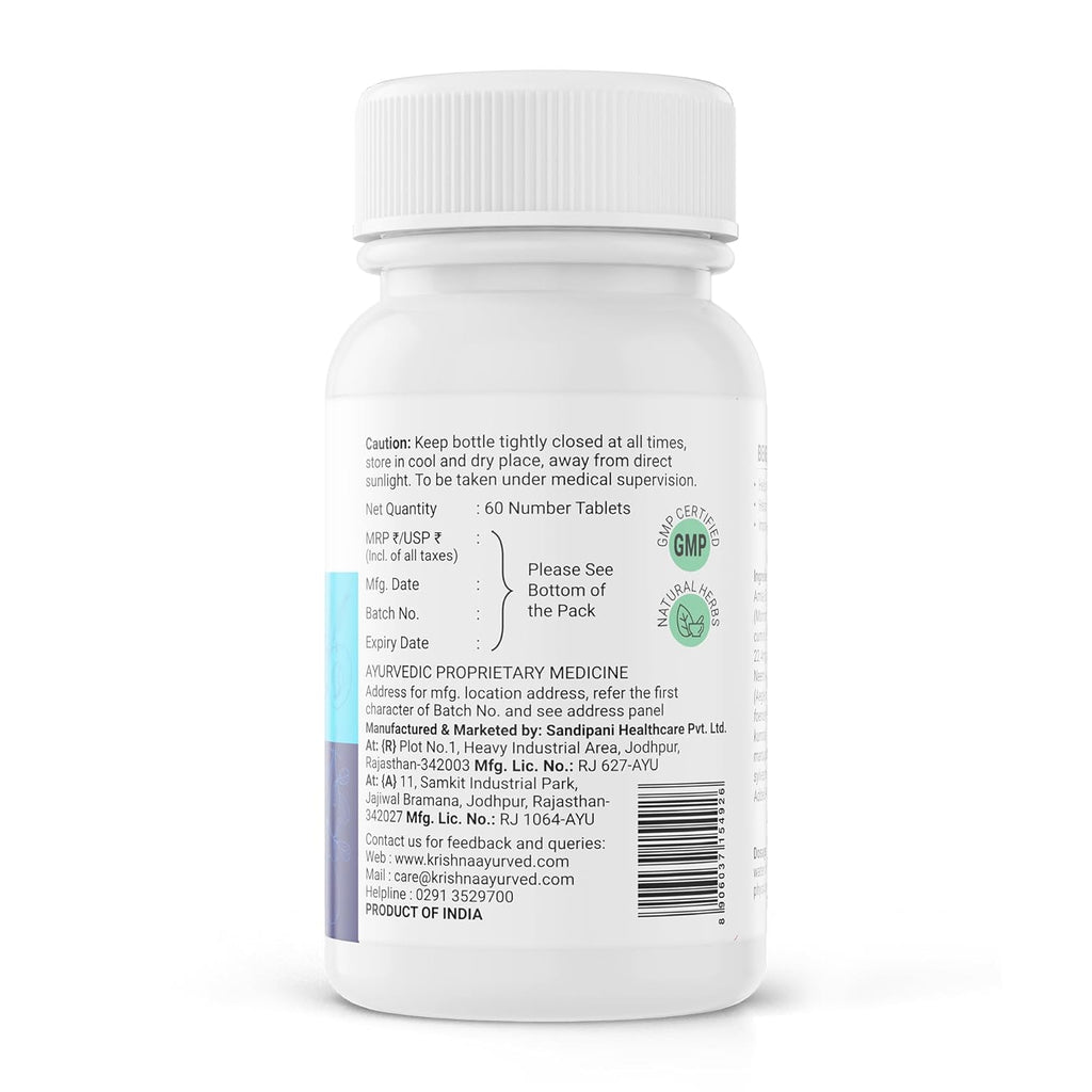 Krishna's Diabic Care Tablet - 60 Tab | Blend Of 11 Herbs Methi, Amla, Karela, Jamun, Kutki & 5 Other Herbs - (Pack of 1)