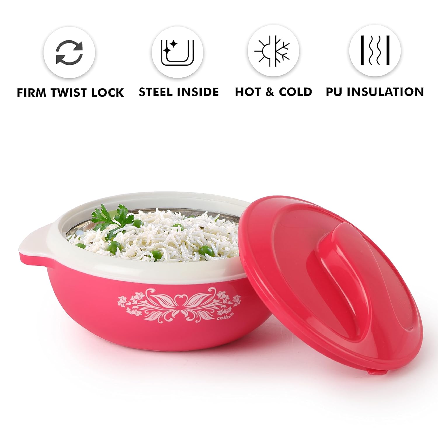 Cello Hot Serve Insulated Inner Steel Casserole Set of 3 | Hot Box for Kitchen