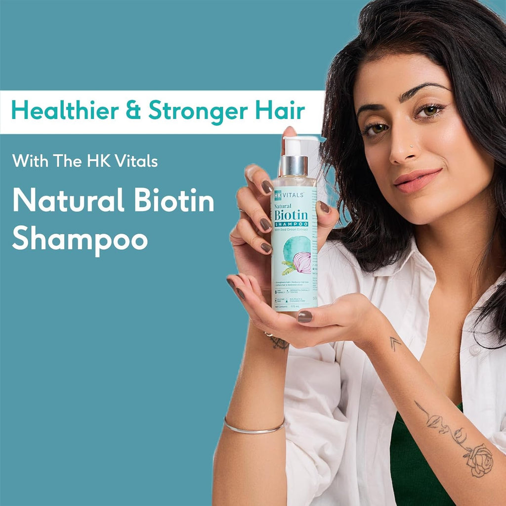 HK VITALS by HealthKart Biotin Shampoo for Women & Men (175ml) | Anti Hair Fall Shampoo with Red Onion Extract | Strengthens & Softens Hair, Restores Shine | All Hair Types