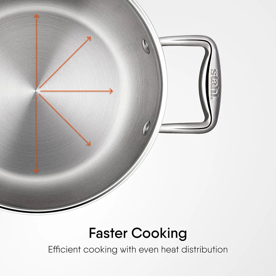 Stahl Artisan Triply Stainless Steel Sauce Pot | Casserole with Glass Lid
