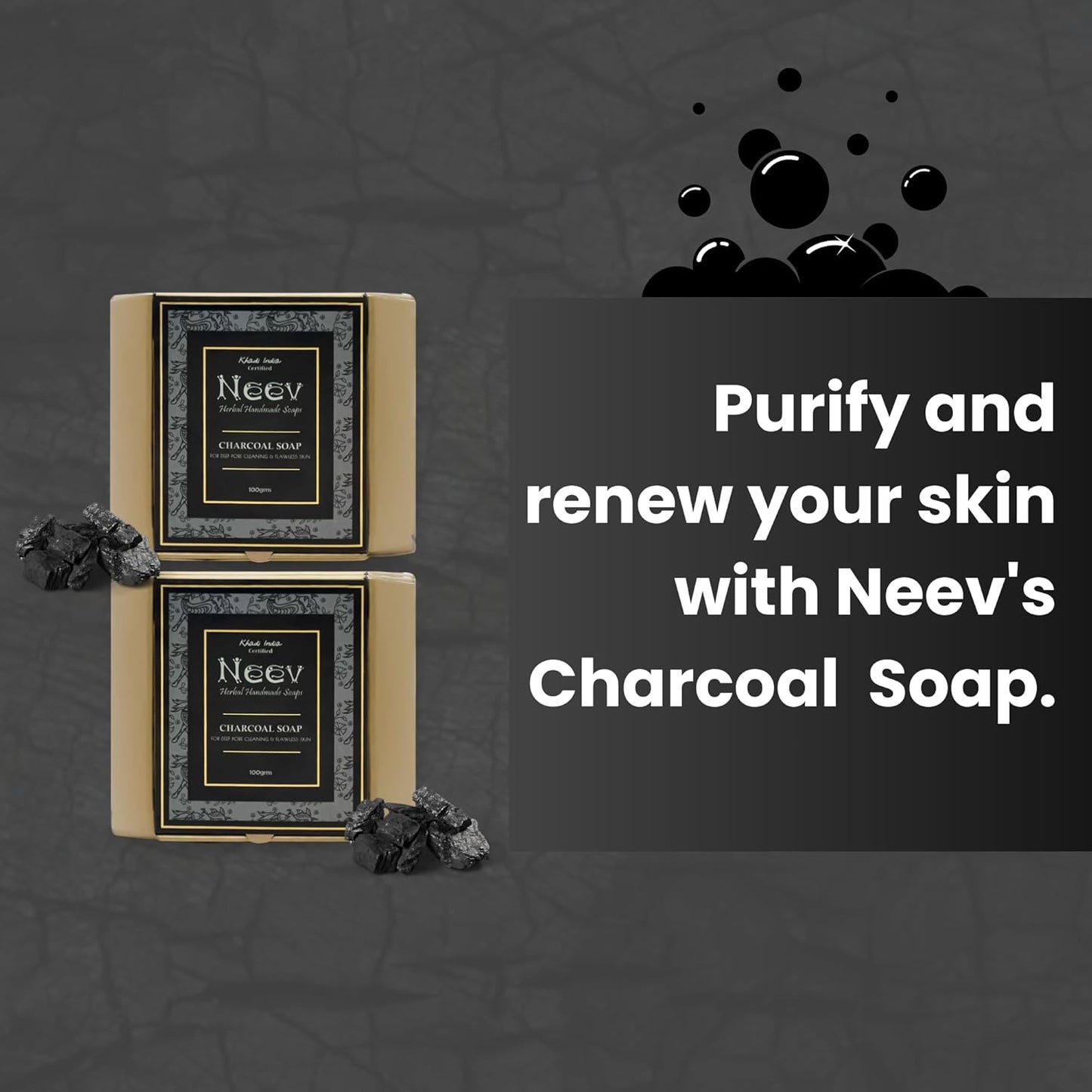 Neev Herbal Handmade Soaps Charcoal Soap - 100 gms (Pack of 3)