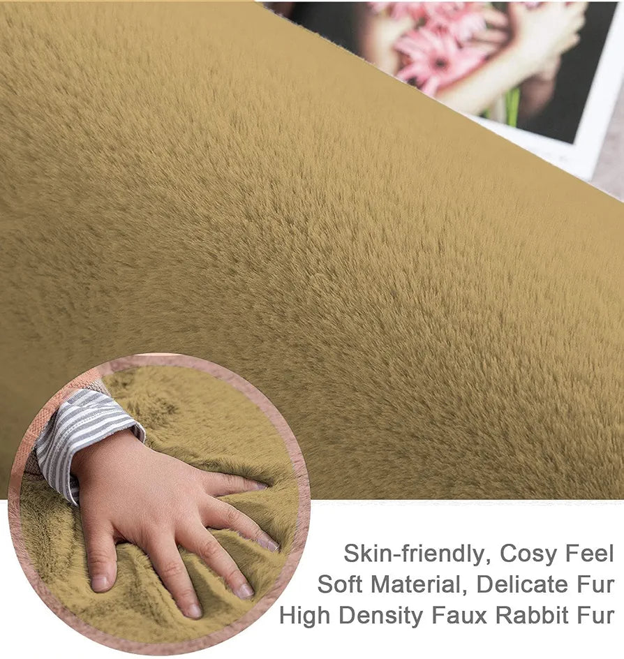 Luxe Home International Ruffle Bath Mat Rabbit Fur 1000 GSM Bathroom Door Rectangular Foot Mats 45X75 CmColour Mocka