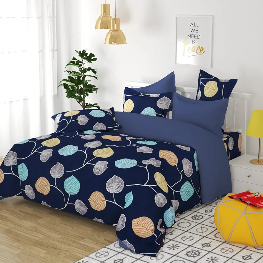 HomeKart Prime Collection Microfiber bedsheet for Double Bed with 2 Pillow Covers Breathable and Soft Touch 164 TC Pattren Floral Color Light Green