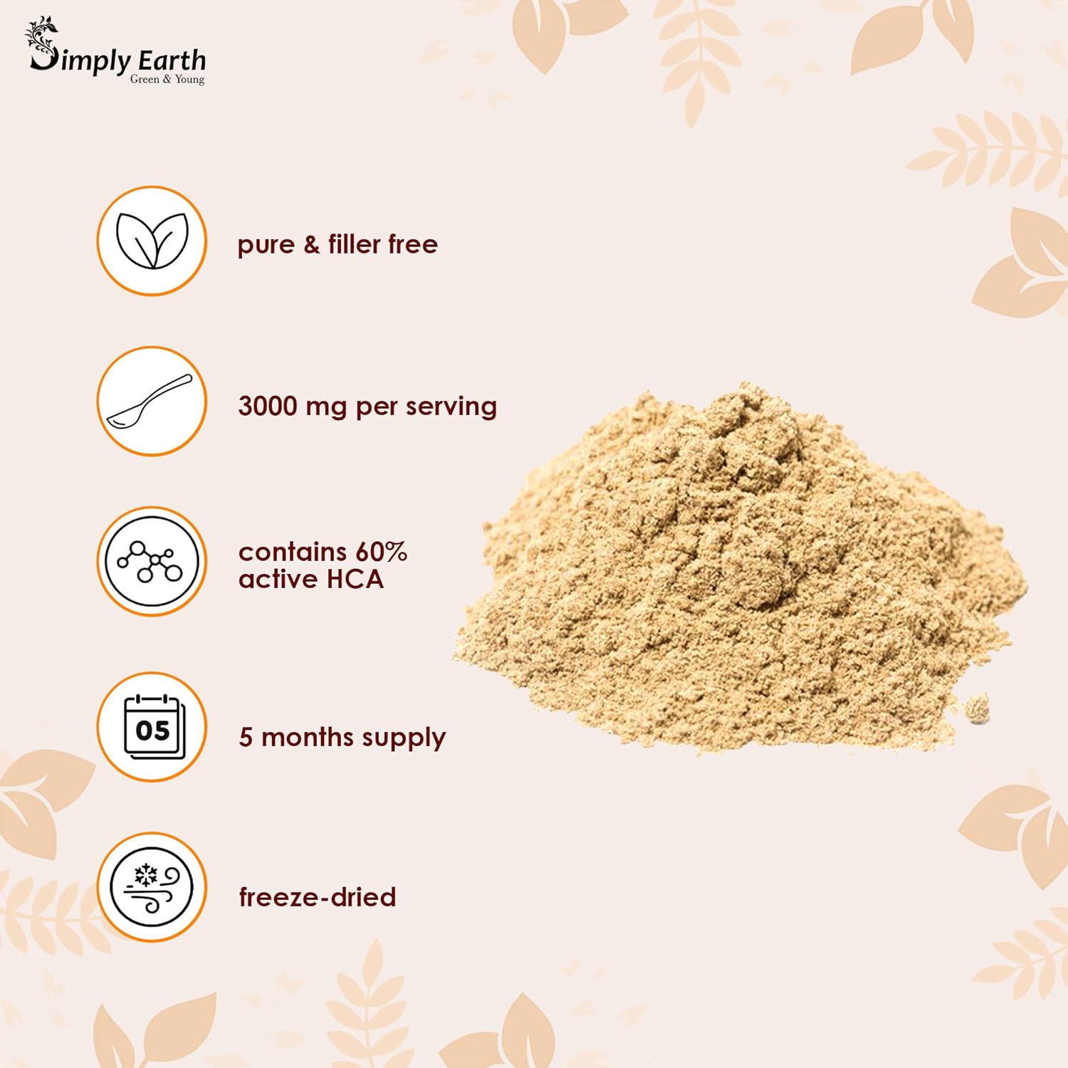 Simply Earth Pure Natural Garcinia Cambogia Fruit Extract Powder 60% HCA for weight loss and other health benefits - 400GM