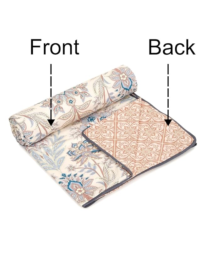 Cortina Ultra-Soft Microfiber Reversible 120 GSM Abstract Single AC Blanket Quilt Dohar | Multicolor