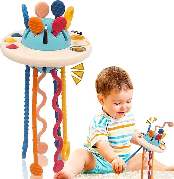 Kidology UFO Pull String Toy for Babies Teething Strings Sensory Montessori Toys Multicolor