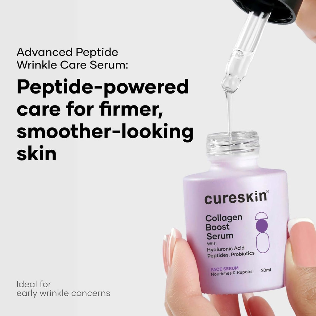 Cureskin Collagen Peptides for Women | Collagen Boost Hyaluronic Acid Serum | Plumps & Repairs with Hyaluronic Acid, Peptides and Probiotics