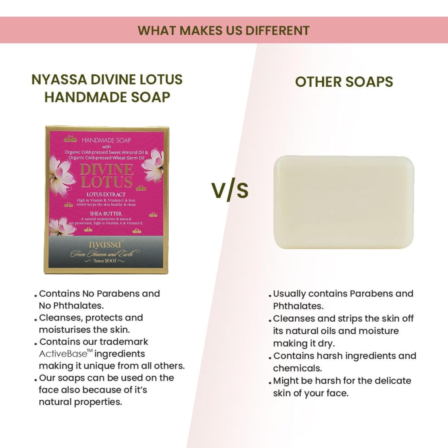 Nyassa Divine Lotus Natural Handmade Bathing Soap - 150 Gms