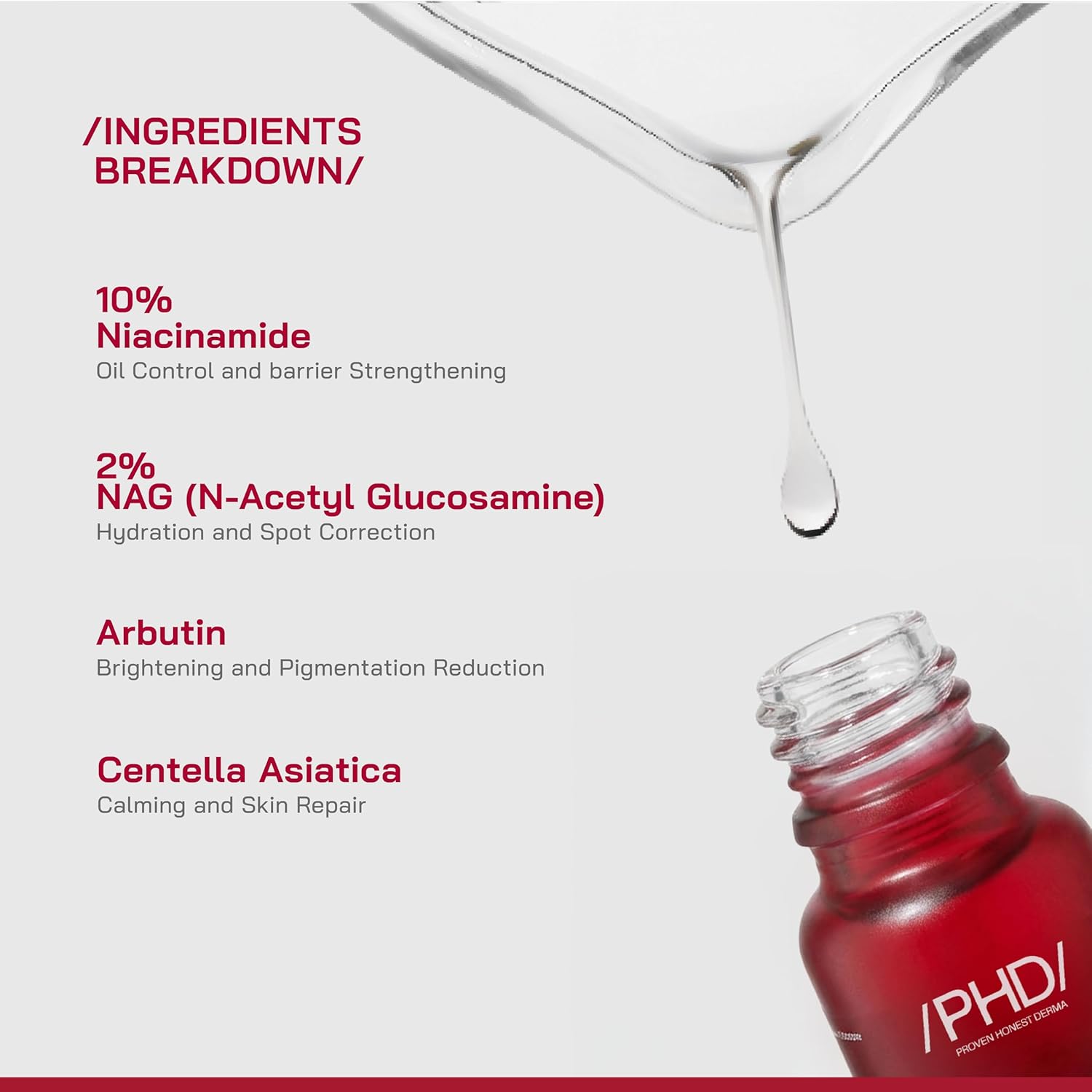 /PHD/ 10% Niacinamide Spot Correcting Serum | Niacinamide for Oily Skin, Acne Scars & Enlarged Pores | Face Serum for Acne-Prone Skin with 2% NAG | Fades Marks, Controls Oil I 10ml