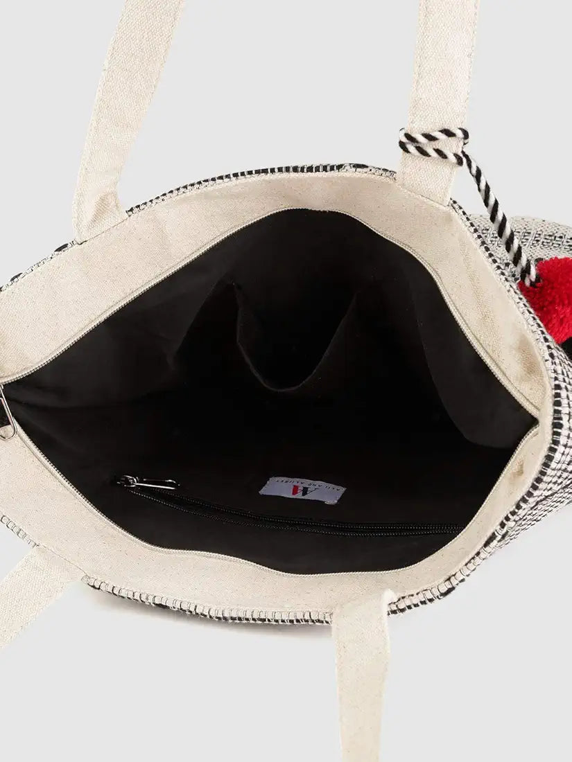 K London Alii And Aliizey Tote Bag For Women With Zip Bag Colour Cream Black