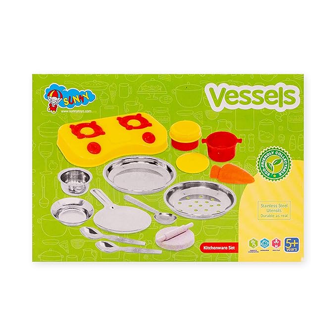 Ratna's Kitchen Set for Kids | a Perfect Roleplay Pretend Play Kitchen Play Set for Kids | Vessels Kitchen Set