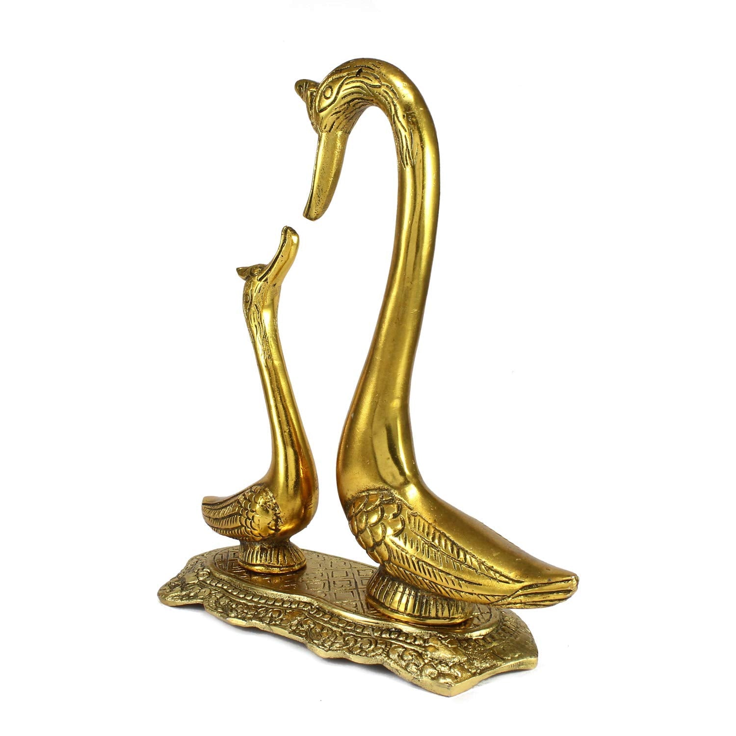 Ecraftindia Loving Golden Swan Couple Figurine