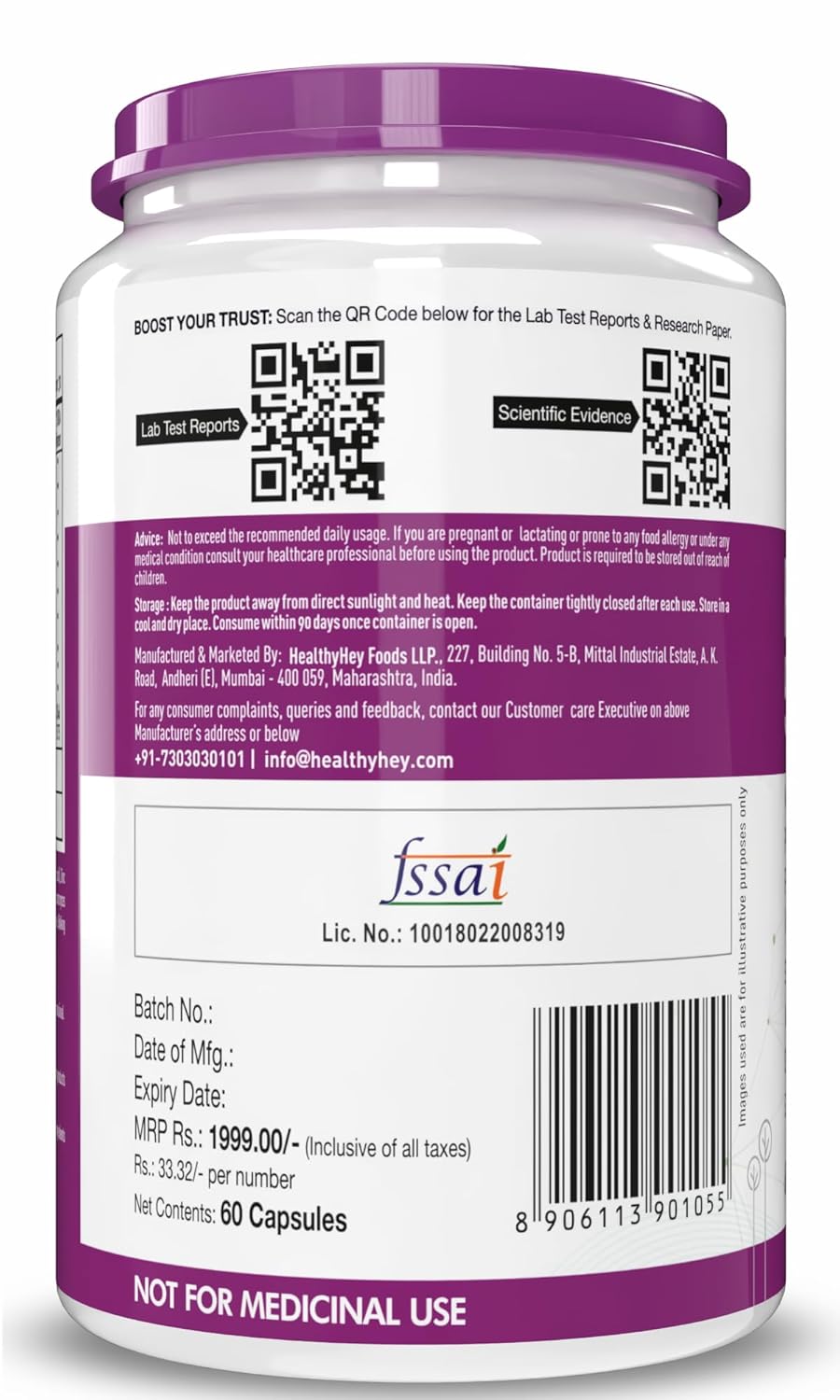 HealthyHey Nutrition Probiotics 50 Billion CFU Multi- Strains, 60 Veg. Capsules, Targeted Release Technology, Stomach Acid Resistant, No Need for Refrigeration, Non-GMO, Gluten-Free