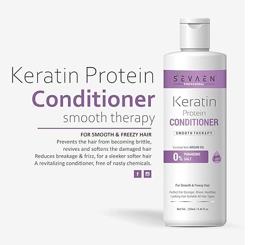Sevaen Keratin & Argan Smooth Therapy Conditioner - 250 ml (Pack of 2)