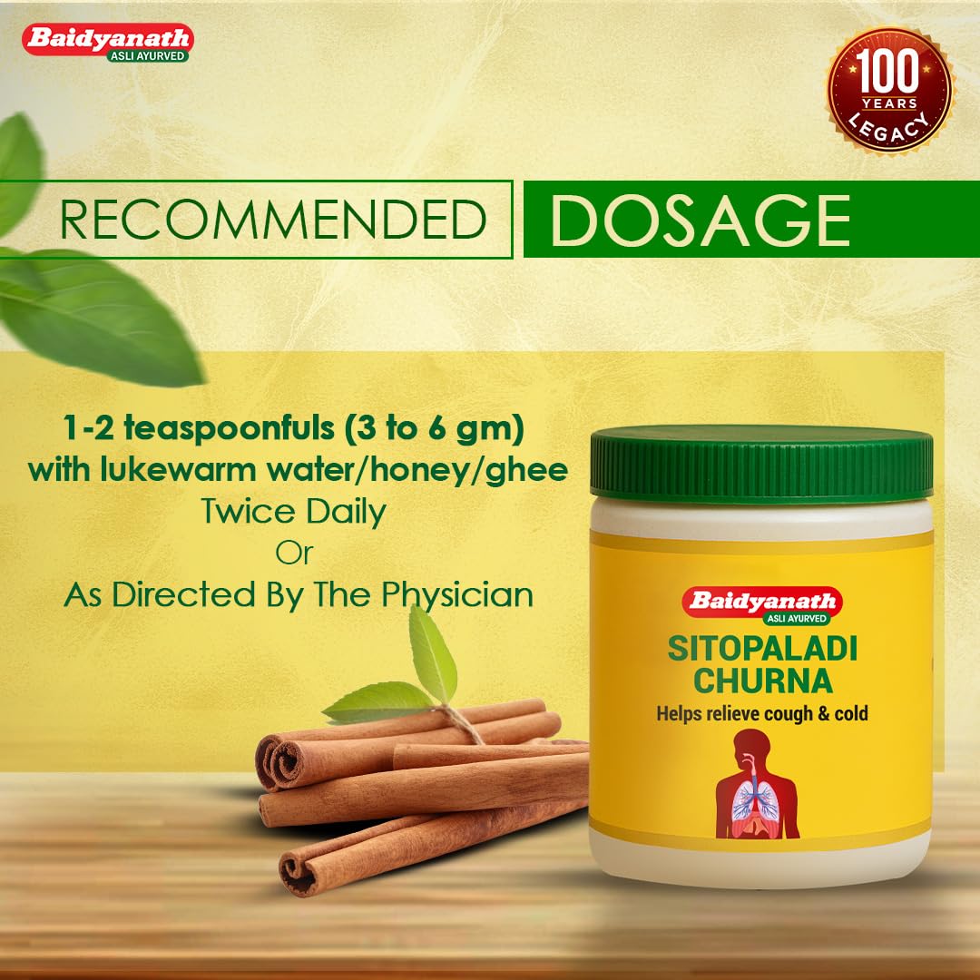 Baidyanath Sitopaladi Churna â€“ 50g | Cough & Cold, Sore Throat & Digestive Wellness | Relief Chest Congestion & Nose Block |