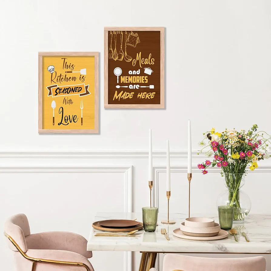 Kotart Kitchen Quotes Painting with Frame for Home Decoration Pack of 2 Design08