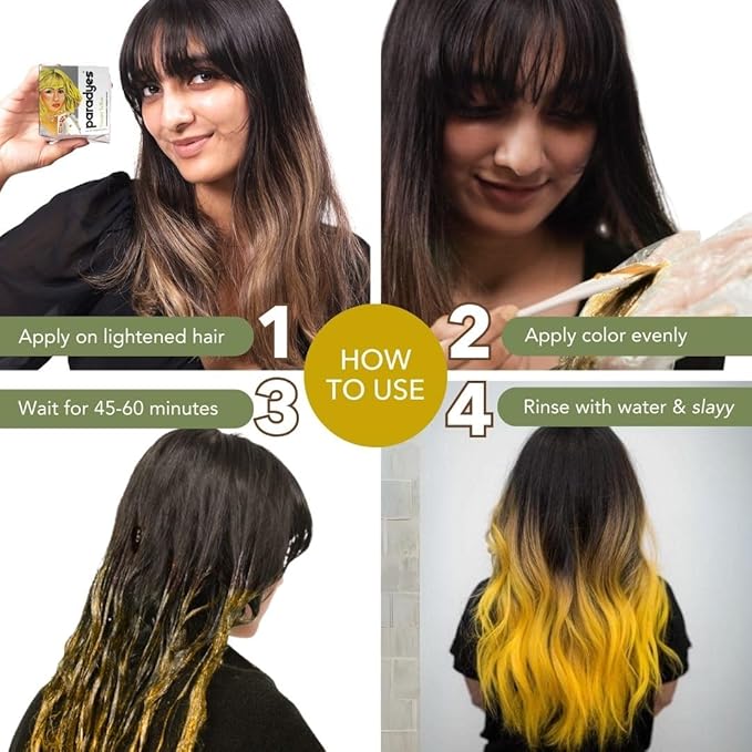 Paradyes Semi-permanent Saxony Yellow Diy Conditioner Based Hair Colour - 120 Gms