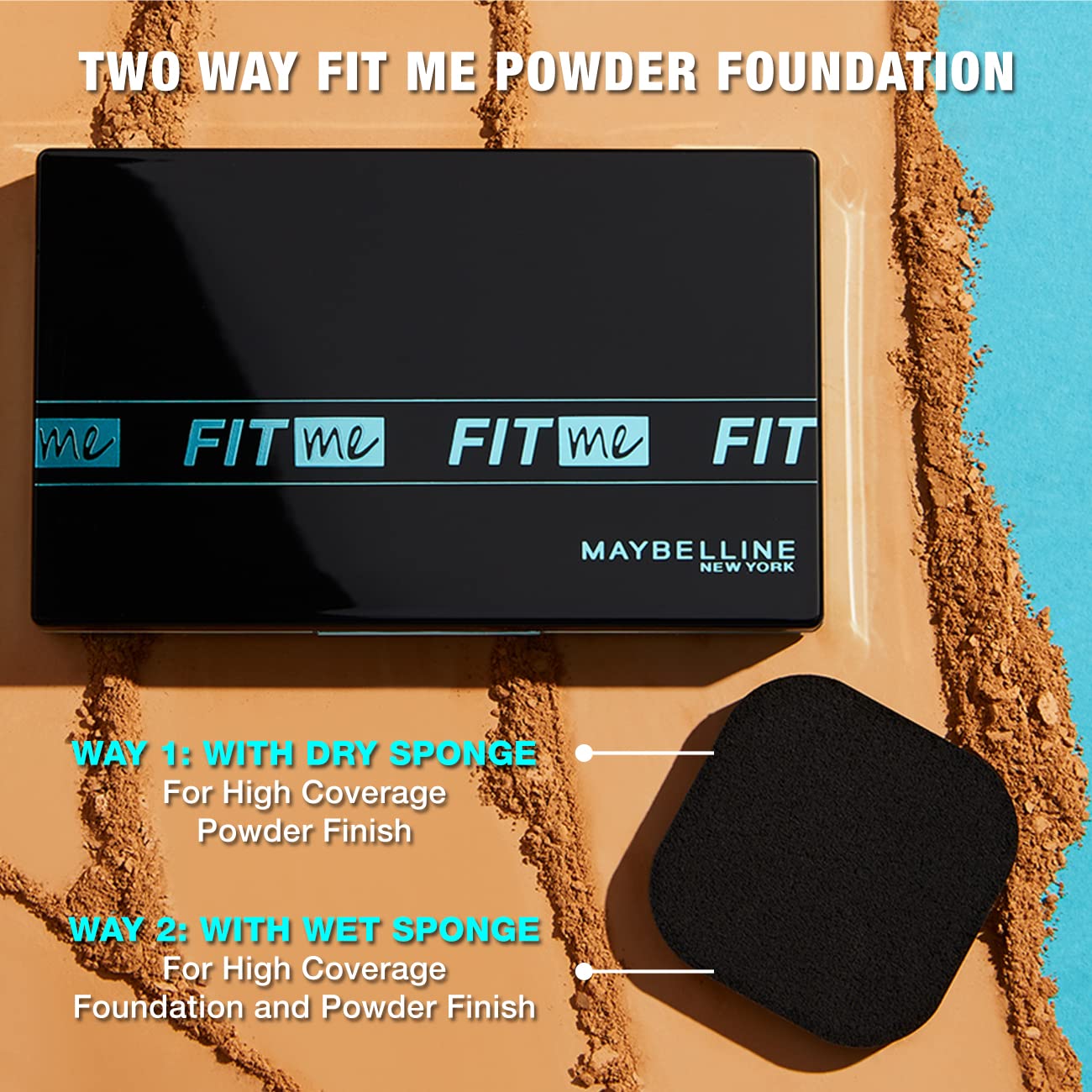 Maybelline New York Ultimate Powder Foundation, Full Matte Coverage, SPF44, 24H Oil Control, Fit Me, Shade 120, 9g