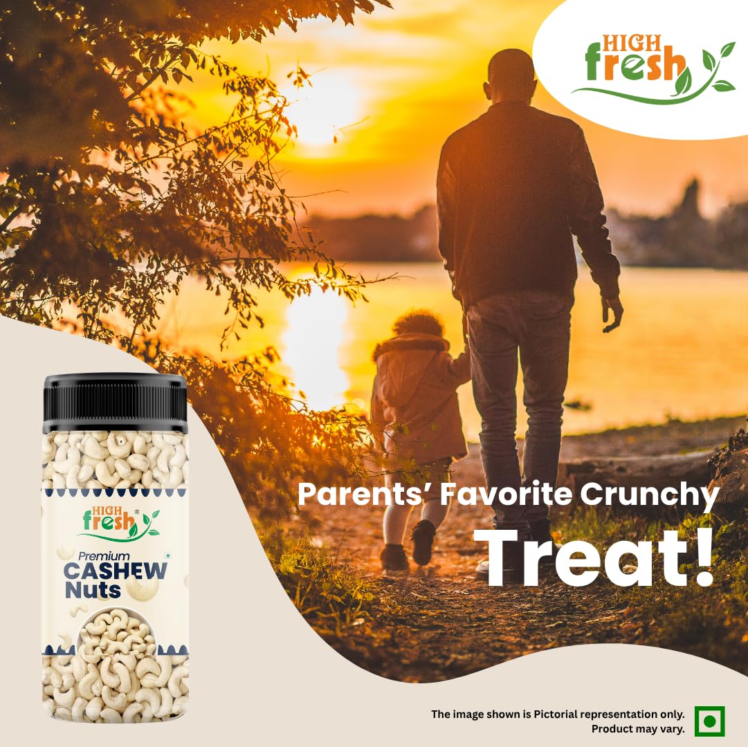 HighFresh Premium Cashew Nuts 250gm | Dry Fruits and Nuts Plain Cashews | 100% Unpolished | Crunchy & Fresh | Rich In Protein, Magnesium & Phosphorus Perfect for Gifting