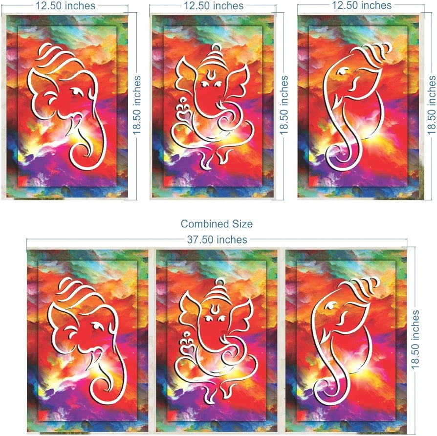 Rangoli MDF 3 Pcs Wall Poster 12x18 Inch Decorative Wall Art P-4 Design-26