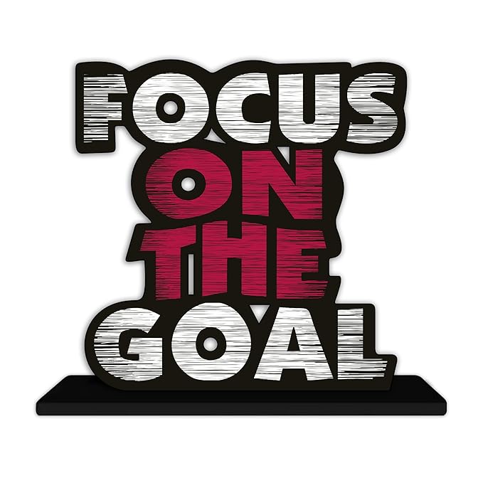 Artvibes Wooden Idols and Figurine Focus on the Goal Quote Table Decor for Office Desk Showpiece | Home Decoration