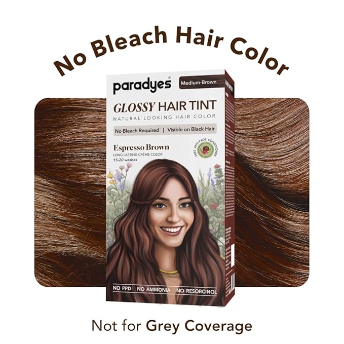 Paradyes No Bleach Espresso Brown Glossy Hair Tint - 160 Gms