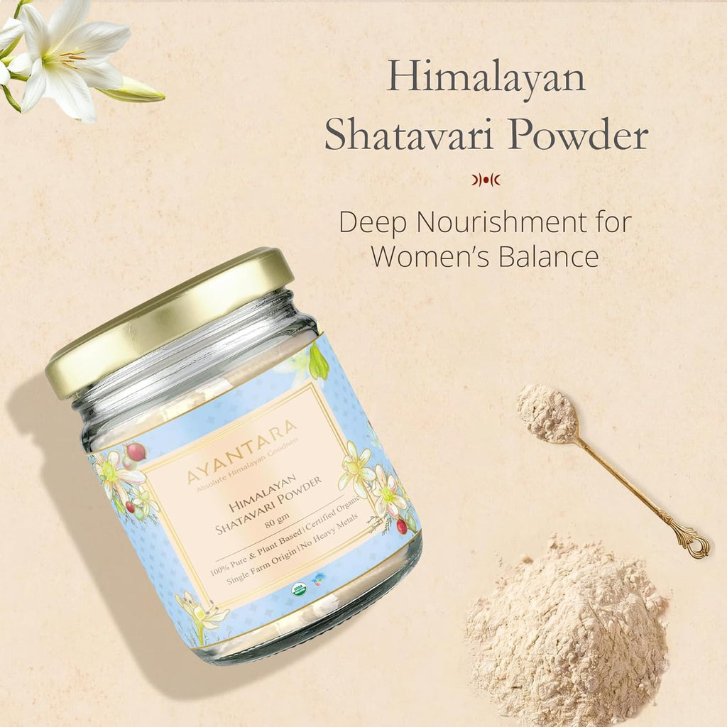 Himalayan Shatavari Powder - 80g | 100% Natural & Organic | Supports Womenâ€™s Health & Hormonal Balance, Lactation, PCOS & PMS | Immunity & Vitality Booster | No Preservatives | Lab Tested