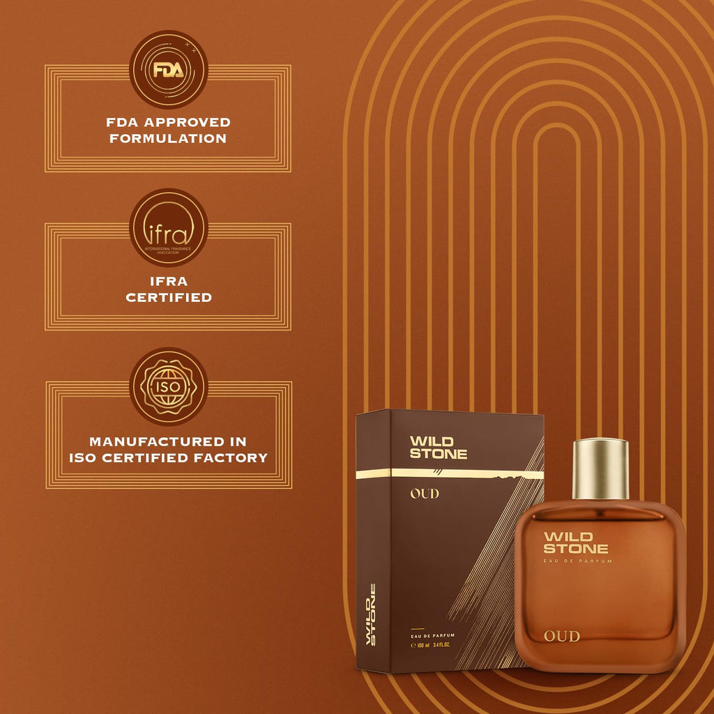 Wild Stone Oud Perfume for Men, 100ml | Luxury Eau De Parfum | Long-Lasting Oud Perfume | Premium Woody Oriental Perfume for Men | Best Gift for Him